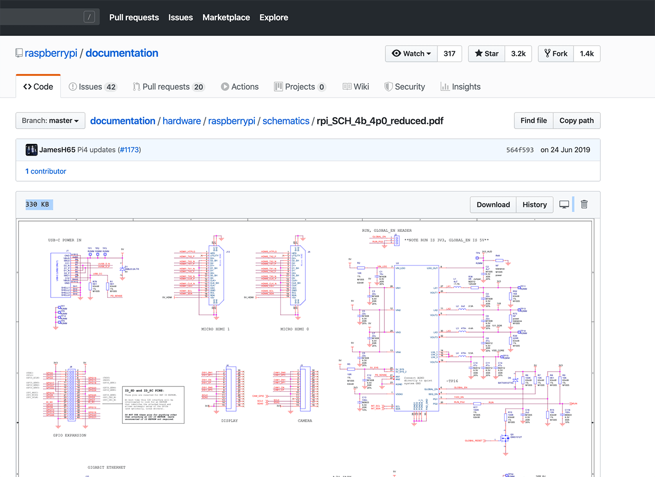 Raspberry Pi Schematics on GitHub